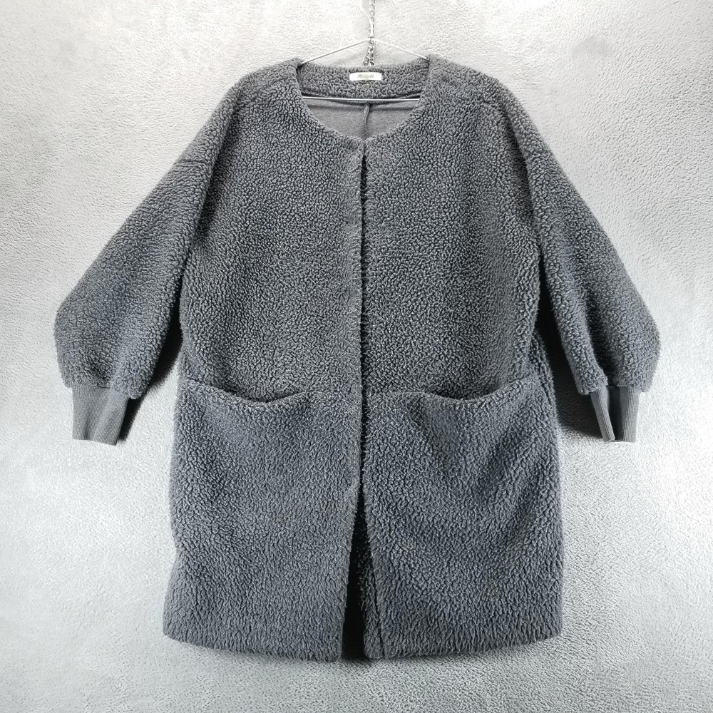 Madewell Jacket Womens M Gray Fleece Teddy Sherpa Open Front Pockets Coatigan‎